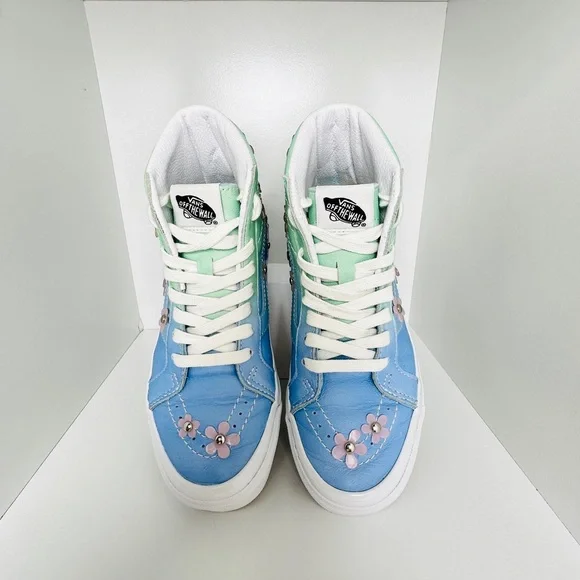 Vans Women’s Sandy Liang High Top Blue and Green Leather Boots Sneakers Size 5.5 - Picture 10 of 11